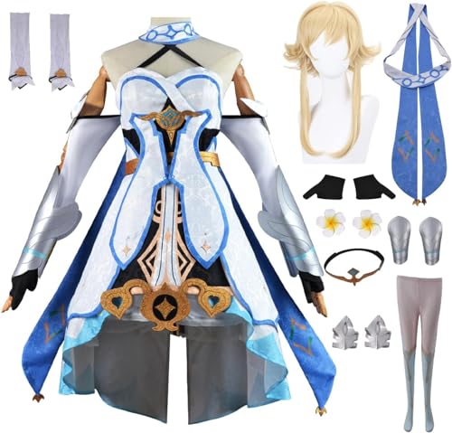 ZoikoM Genshin Impact Lumine Cosplay Kostüm Komplettset mit Perücke Genshin Traveller Cosplay Kostüm Lumine Cosplay Uniform Halloween Karneval Party Bühnenkostüm von ZoikoM