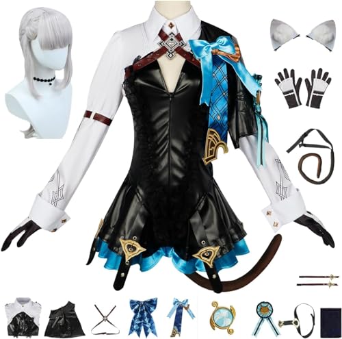 ZoikoM Genshin Impact Lynette Cosplay Kostüm Komplettset mit Perücke Genshin Lynette Cosplay Kostüm Lynette Cosplay Uniform Halloween Karneval Party Bühnenkostüm von ZoikoM