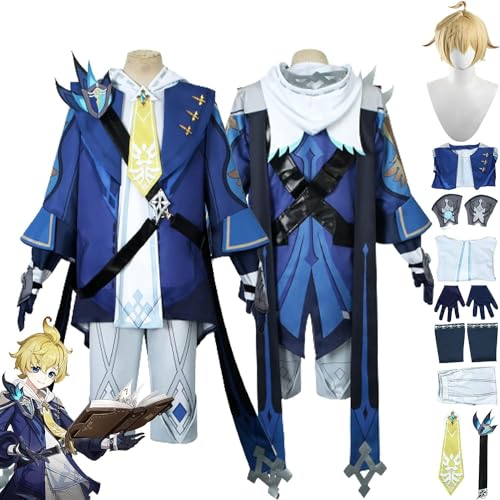 ZoikoM Genshin Impact Mika Cosplay Kostüm Outfit Spielzeugfiguren Xiao Scaramouche Wanderer Uniform Komplettset Halloween Karneval Party Dress Up Anzug mit Perücke von ZoikoM