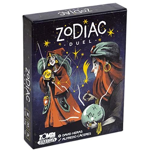 Zombi Paella Zodiac Duel - Kartenspiel für 2 Spieler ab 156 Jahren - Horror-Thema - 53 Riesenkarten (70 x 120 mm), 2 Verordnungen in Sprachen: Spanisch und Valencianisch von Zombi Paella