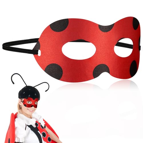 Zomiboo Marienkäfer Maske aus Filz Klassische Ladybug Maske mit Gummiband Rot mit Schwarzen Punkten Marienkäfermaske Cosplay Maske für Karneval, Halloween, Geburtstag, Party Zubehör von Zomiboo