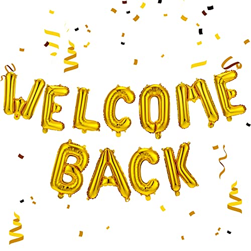 Welcome Back Buchstabe Ballon Banner Zurück Buchstabe Ballons Gold Banner Ammer Aluminium Folie Banner Girlande für Zurück Kommen Nach Hause Schule Büro Deko Wiedervereinigung Familie von Zomiboo