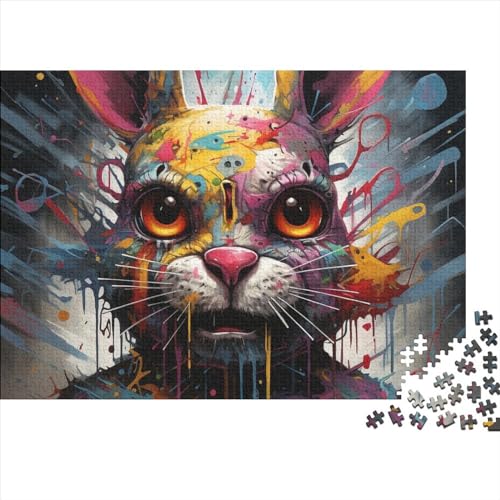 1000 Teile Puzzle Kunst Kaninchen Puzzle Kinderpuzzle für Kinder für Erwachsene und Kinder Holzpuzzles Familienpuzzlespiel 1000 Teile (75x50cm) von Zomtoon