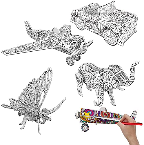 3D Puzzle zum Ausmalen, ZoneYan 3D Coloring Puzzle Set, DIY Arts Crafts Puzzle Kit, 3D Farbpuzzleset für Kinder, 3D Puzzle, Kunst und Handwerk, Lernspielzeug für Kinder von ZoneYan