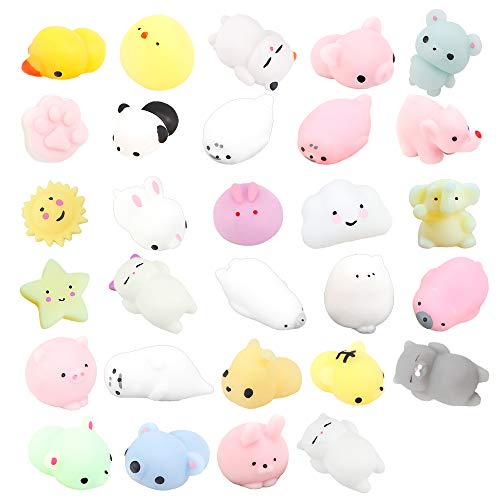 ZoneYan 29 Stück Mini Kawaii Squishy, Squishy Kawaii Tiere, Mochi Squeeze Toys, Kawaii Squishy Spielzeug, Anti Stress Spielzeug Squishy Set, Super Weich, 29 Verschiedene Zufällige Stile von ZoneYan