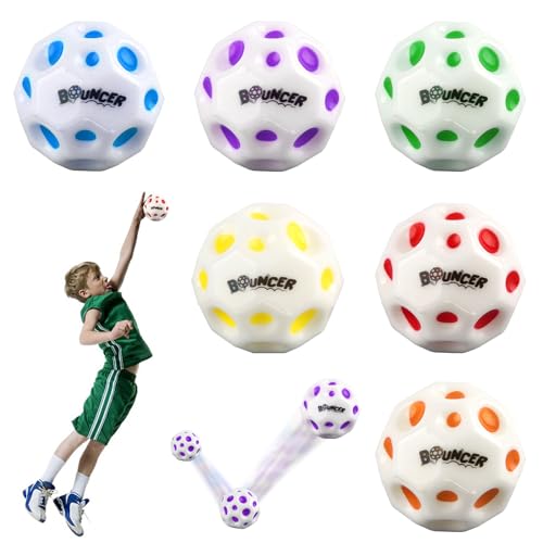 ZoneYan 6 Stück Moon Ball, Hohe Springender Gummiball, Hohe Bounce-Loch-Ball, Space Ball Spielzeug, Bounce Ball High Bouncing Ball (S,6pcs) von ZoneYan