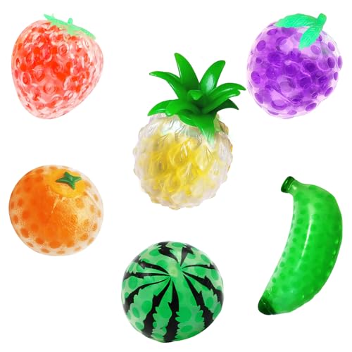 6 Stück Stressball, ZoneYan Fruit Stress Balls, Stressballs Fidget Toy, Anti Stress Bälle, Antistressball, Verschiedene Niedliche Früchte Formen, Geschenkideen von ZoneYan