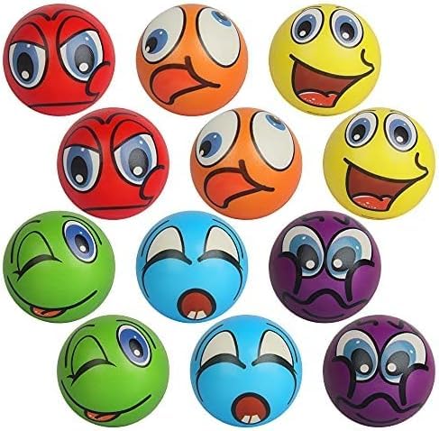 ZoneYan Emoji Stressball, 12 Stück Antistressball, Stressball Zum Kneten, Squishy Antistressbälle, Smiley Squeezers, 6 Farben, Stress Relief Emotionale Spielzeug für Kinder und Erwachsene von ZoneYan