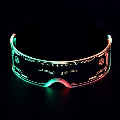 ZoneYan Leuchtende Brille, Led Brille, Cyberpunk Brille, Futuristische Elektronische Brille, Party Brille Leuchtend, Farbwechselnde, Konzert, Bar, Nachtleben, Party, Versammlungen von ZoneYan