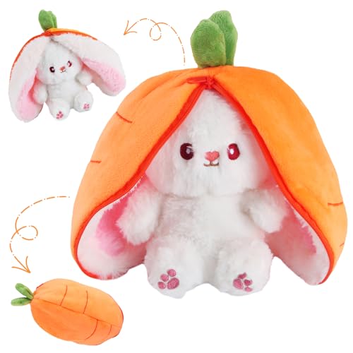 ZoneYan Osterhase Plüschtier, Hasen Verstecken Plüsch 25cm, Karotte Plüschtier, Hase Stofftier, Hase Kuscheltier Plüschtiere, Osterhase Geschenk für Kinder, Jungen, Mädchen (Orange) von ZoneYan