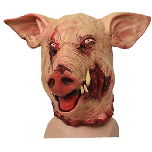 Zonfer 1pc Schweinekopf Halloween Horror Maske Scary Tierkopfbedeckung Halloween Dekoration Big Fangs Wildschwein Halloween Cosplay Schwein Scary Decor von Guoml