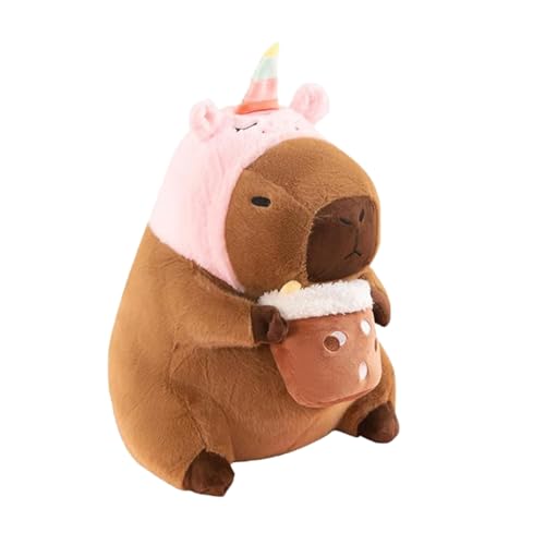 Zonoori Capybara Kuscheltier, 30cm Capybara Plüschtier, Capybara Plush mit Rosa Einhorn Hut von Zonoori