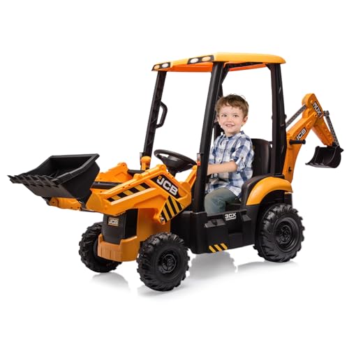 4-in-1-Aufsitzbagger, 12 V lizenzierter JCB-Aufsitzbagger mit Fernbedienung, Frontlader, Hupe und Eva-Reifen, 4 verwandelbare Formen, Kinderbagger von ZoomBuggy