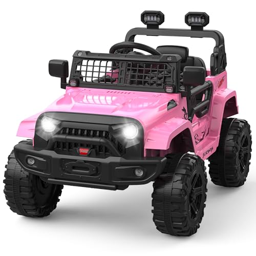 ZoomBuggy Kinder Elektroauto, 12V Elektro Kinderauto Mit 2,4 Ghz Fernbedienung, Spring Suspension, Led Lights, Bluetooth, 2 Speeds, Elektroauto Kinder Ab 3 Jahre von ZoomBuggy