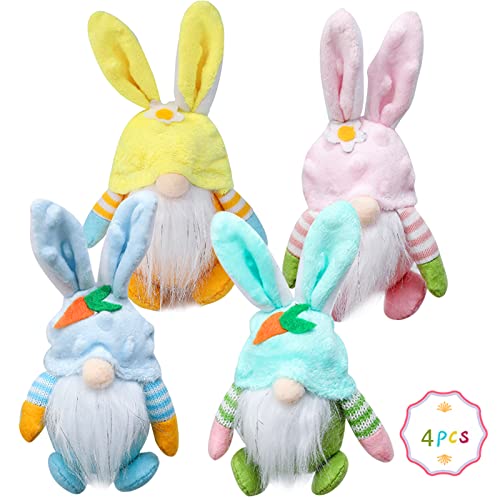 4 Pcs Plüsch Zwerge Puppen Ostern Anhänger,Ostern Deko Wichtel Handgemachte Plüsch,Mini Osterhasen Puppen,Tischdekoration Basteln Wichtel,Osterhasen,für Oster Party ​​Geschenke Aufhängen Deko (Vier) von Zoonvii