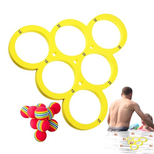 Schwimmender Poolballwurf, Wasserwurf-Poolspiel, Pool-Spielzeug-Spiele-Set, Schwimmende Wurfspiele Im Pool, Schwimmen Schwimmbad Sommerpool Schwimmspielzeug, Wassersportspielzeug Mit 10 EVA-Bällen von Zopoee