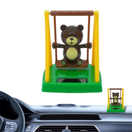 Solar-Armaturenbrett-Puppe, Auto-Armaturenbrett-Schaukel-Bär-Dekoration - Niedlicher Swing Bear Solar Dancing Bear Toy - Solarbetriebener Schaukelbär für Auto, Büro, Schreibtisch, Heimdekoration von Zopoee