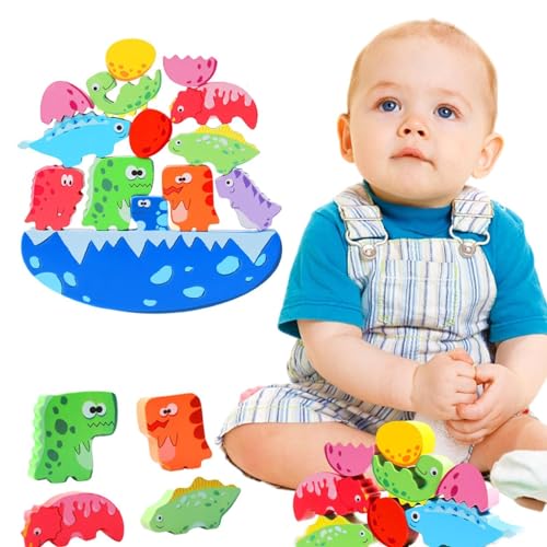 Zopoee Dinosaurier-Stapelspielzeug,Holzstapel-Dinosaurierspielzeug,Balancespiel Dinosaurier-Bauspielzeug | Pädagogisches Vorschul-Frühlernspielzeug für, Mädchen, Kinder, Tierbalancierspiel von Zopoee