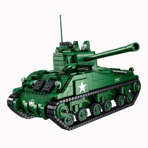 Zorwlodc Militär Panzer Deutsch Sherman Panzer Bausteine Bausatz, Technik WW2 Panzer Deutschland Panzer mit Waffen und Soldaten, 1730 Teile, Kompatibel mit Lego von Zorwlodc