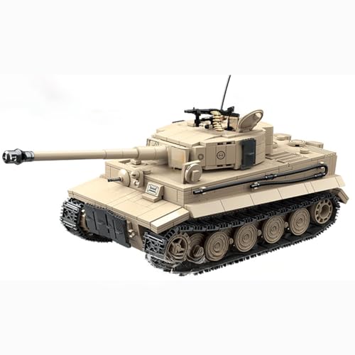 Zorwlodc Militär Panzer Deutsch Tiger I Panzer Bausteine Bausatz, Technik WW2 Panzer Deutschland Panzer mit Waffen und Soldaten, 1361 Teile, Kompatibel mit Lego von Zorwlodc