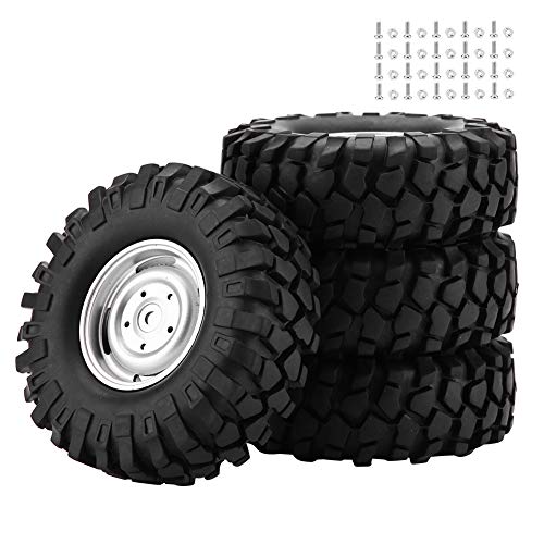 Zouminy RC Autoreifen,4 Stück RC Auto Reifen Gummirad Reifen mit Naben für 1/10 Skala RC Crawler Off-Road Truck Auto von Zouminy