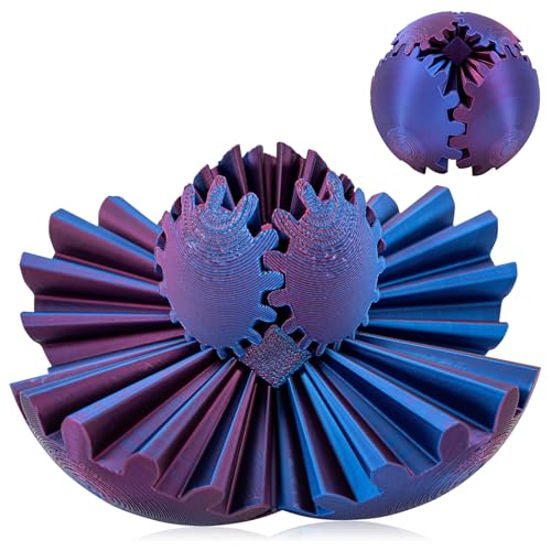 Gear Ball,3D-Gedruckter Zahnradball,Spin Ball Cube Fidget Ball, Gear Sphere das Steampunk Whirling Wonder Fidget Zahnradball, 3D Gear Stressball und Angst-Entspannungsspielzeug (Blue-Purple) von Zouwel