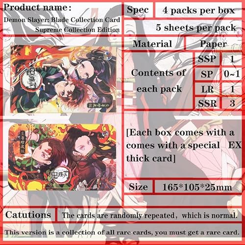 Special Collection, Sammelkarten & Zubehör, Demon Slayer: Blade Collection Card, Kisten-Boosterpaket, tolles Sammlerstück, Unisex, rote Version von ZoylLa