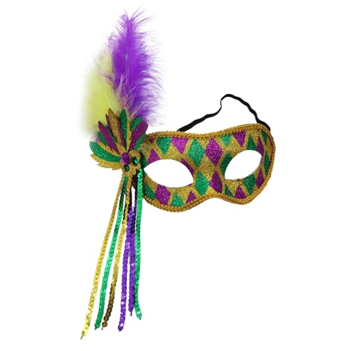 Zqkert Karneval Maske Gesicht Kostüm Glänzende Feder Augenmaske Venezianische Maske Damen Karneval Dekorationen Maskenball Maske Damen Herren Retro Maskerade Masken für Karneval Mottoparty Cosplay von Zqkert