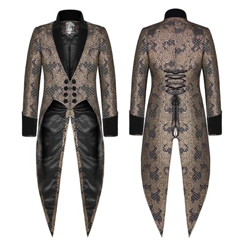 last minute angebote Mittelalter Kleidung Herren Steampunk Lange Smoking Vintage Uniform Halloween Kostüm Mittelalter Frack Palast Mantel Renaissance Kostüm Set für Karneval Halloween Cosplay Kostüm von Zqkert