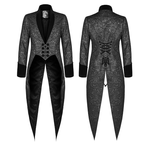 last minute angebote Mittelalter Kleidung Herren Steampunk Lange Smoking Vintage Uniform Halloween Kostüm Mittelalter Frack Palast Mantel Renaissance Kostüm Set für Karneval Halloween Cosplay Kostüm von Zqkert