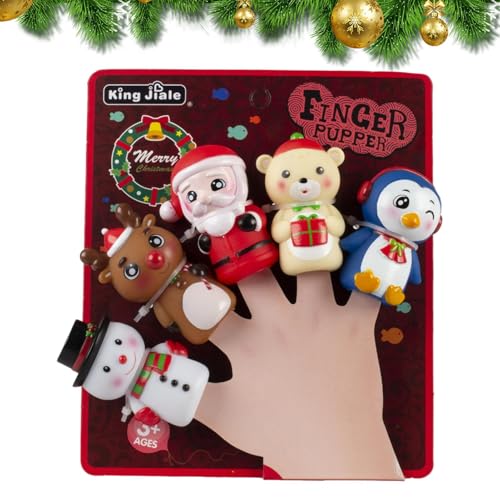 Christmas Finger Puppets, 5X Christmas Storytime Learning Doll, Cartoon Finger Puppet Figures, Santa Claus Playtime Puppet, Finger Puppet Toy, for Playing Teaching von Zqkimzi