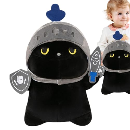 Cute Cat Doll, Black Cat Knight Plush, Adorable Stuffed Toys, Collectible Cat Stuffed Animal, Black Cat Stuffed Animals, Cute Cat Plush Knight-Themed Stuffed Cat Adorable Black Cat Toy Plush for Kids von Zqkimzi