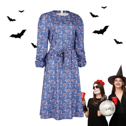 Halloween-Cosplay-Kleid, Polyester, weich, bequem, Cosplay-Outfit, langärmelig, atmungsaktiv, bedrucktes Kleid, perfekt für Erwachsene und Frauen, Halloween-Kostüm, ideal für Themenpartys und von Zqkimzi