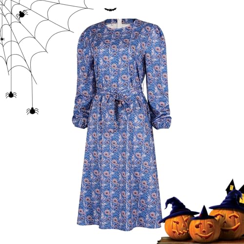 Halloween-Cosplay-Kleid, Polyester, weich, bequem, Cosplay-Outfit, langärmelig, atmungsaktiv, bedrucktes Kleid, perfekt für Erwachsene und Frauen, Halloween-Kostüm, ideal für Themenpartys und von Zqkimzi