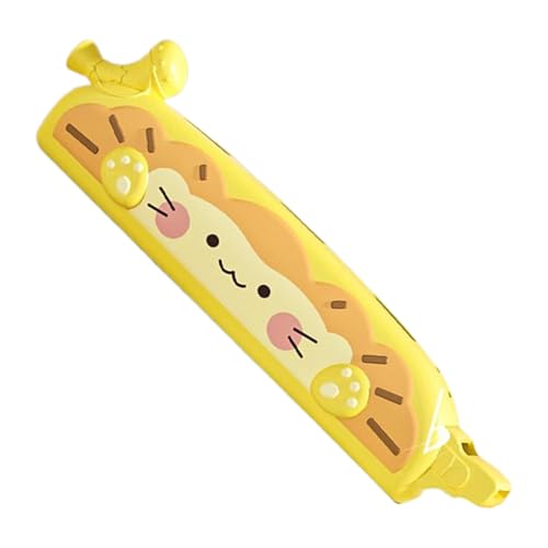 Harmonica Educational Toy, Animal Design Beginner Musical Instrument, Easy Blow Whistle for Kids, Fun Learning Toy for Music Beginners, 19x5.5x2.5 cm, Yellow and Pink von Zqkimzi