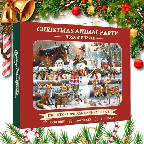 Large Animal Jigsaw Puzzle, Adult Holiday Puzzle, Festive Winter Puzzle, Christmas Decor Jigsaw Puzzle, 19.7 X 27.5 Inch Puzzle, Holiday Animal Puzzle, Christmas Scene Puzzle for Kids von Zqkimzi