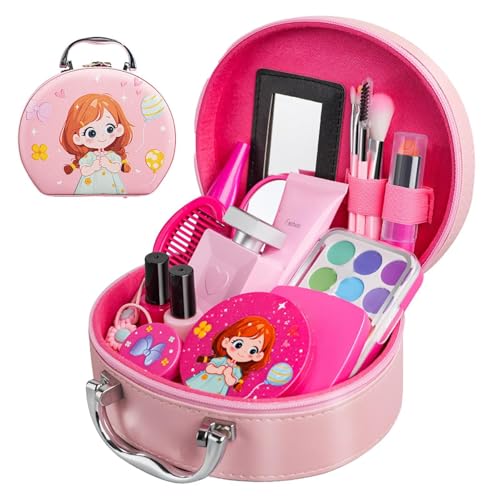 Toddler Girl Makeup Set Pretend, 21-Piece Beauty Sets, Fake Makeup , Stylish Little Girls Cosmetic Bag, Fun Pretend Toy for Christmas & Birthday , Abs, Sponge, Pink von Zqkimzi