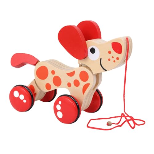 Toddler Push Toy with String, Wooden Puppy Pull Toy, Boys and Girls Toy, Wooden Puppy Walking Toy for - Classic Developmental Toy with String for Boys and Girls von Zqkimzi