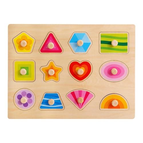 Wooden Shape Puzzle, Shape Recognition Toy, Preschool Shape Sorter, Educational Shape Puzzle, Safe Shape Toy, Wooden Shape Sorter, Kids Puzzle Toy for Children Boys Girls von Zqkimzi