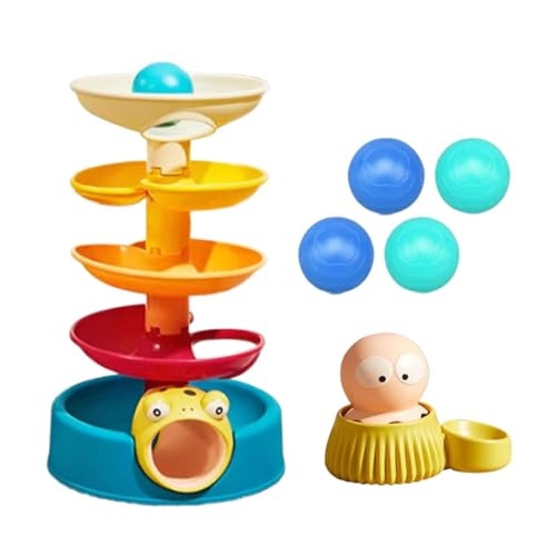 Zqkimzi Ball Drop Toy, Ball Drop Track Toy, Drop and Go Ball Toy, 5-lagiges Ball Track Toy Mit 4 Bällen, Ball Track Set, Layered Drop Toy, Ball Drop Tower, Pädagogisches Ballspielzeug Für Kinder von Zqkimzi