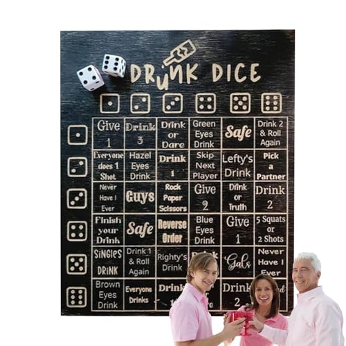 Zqkimzi Bar Party Drinking Dice Set, Drinking Game for Adults, Dice Drinking Game for Friends, Couples Drinking Dice Game, Wooden Dice Party Game, Fun Drinking Dice Game, Dice Drinking Game for Bar von Zqkimzi