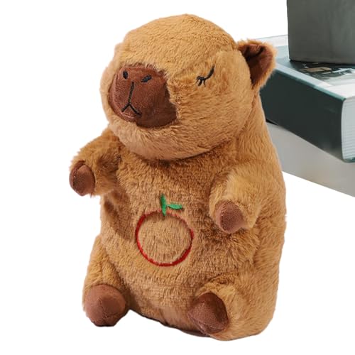 Zqkimzi Capybara Breathing Stuffed Animal, Soothing Heartbeat Snuggle Buddy, Plush Sleep Companion with Music & Light, Perfect for, Kids, Boys, Girls, 28 cm, Pink Brown and White von Zqkimzi