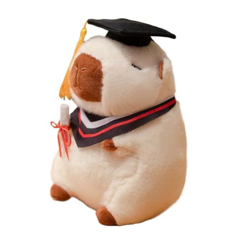 Zqkimzi Capybara Plush Toy, Soft Stuffed Animal Pillow with Black Graduation Cap, Adorable Hugging Doll Sofa, Bed, Living Room, Cozy Plush & PP Cotton Gift for Kids Adults (23cm, 180g) von Zqkimzi