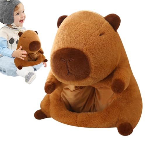 Zqkimzi Cute Capybara Headwear, Soft Plush Head Cover, Funny Cartoon Animal Costume, Hat Kids, Adults, Stuffed Cosplay Masque, Adorable Plush for Party, Halloween, Christmas, 38x35cm von Zqkimzi