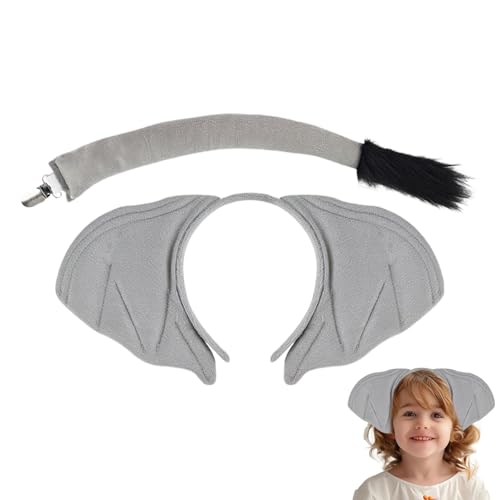 Zqkimzi Elephant Ears Costume, Elephant Headpiece for Kids, Realistic Elephant Headband, Soft Kids Elephant Costume, Halloween Elephant Costume, Elephant Tail Costume, For Children Halloween von Zqkimzi