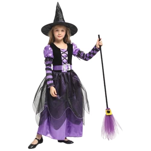 Zqkimzi Girls Witch Outfit, Halloween Witch Dress, Girls Cosplay Witch Outfit, Fancy Dress Halloween Costume, Soft and Comfortable Witch Outfit for Girls’ Halloween Celebrations von Zqkimzi