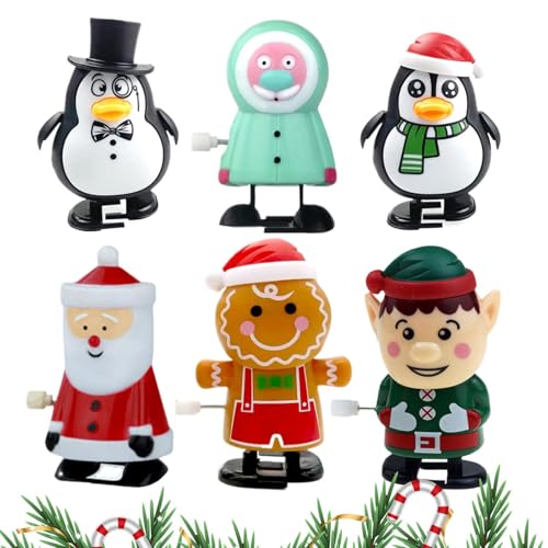 Zqkimzi Holiday Wind Up Toys, Wind Up, Wind Up Toys for Girls, Cute Christmas Wind Up Toys, Christmas Tabletop Centerpieces for Kids, Holiday Cartoon Toys for von Zqkimzi