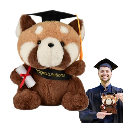 Zqkimzi Multipurpose Graduation Bear Plush, Cozy Cartoon Animal Pillow Plushie, Portable Comforting Doll Plush, Soft and Huggable Home Decor Throw Pillow for Kids, Brown White von Zqkimzi