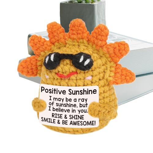 Zqkimzi Positive Sunshine Crochet Doll, Emotional Cheer Up Toy, Handmade Crochet Doll, Inspirational Plush Doll, Knitted Crochet Doll, Emotional Support Toy, for Friends Sisters Kids von Zqkimzi