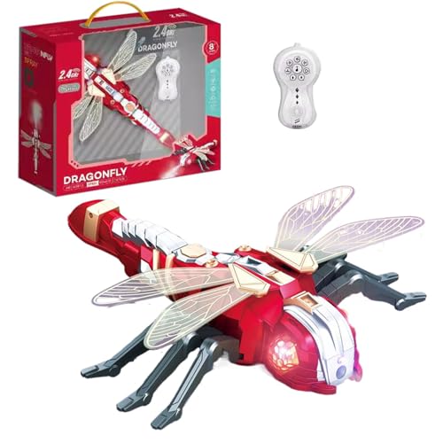 Zqkimzi Remote Control Dragonfly, Flying Dragonfly Toy, RC Dragonfly Model, Robot Dragonfly Toy, LED Light Dragonfly, Musical RC Dragonfly, Dragonfly Spray Function for Kids Adults Outdoor Play von Zqkimzi